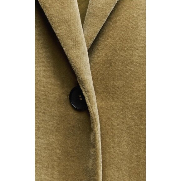 NWOT Zara light green khaki velvet-like oversized mid-length coat, XS - Picture 10 of 13